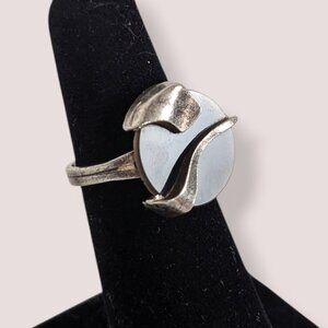 V. Modernist Glass Disc Ring